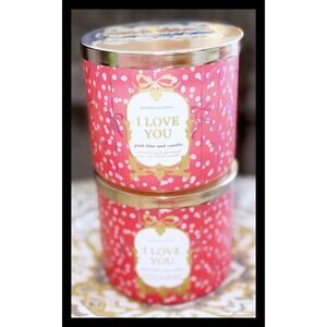 Lot of 2 Bath & Body Works I LOVE YOU Pink Lilac & Vanilla 3-Wick Candle 14.5oz